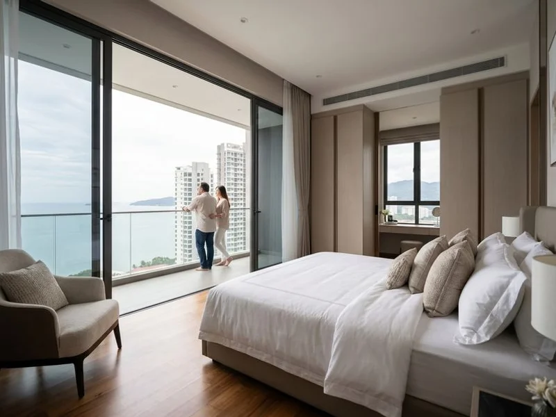 Bilik tidur utama kondo furnished